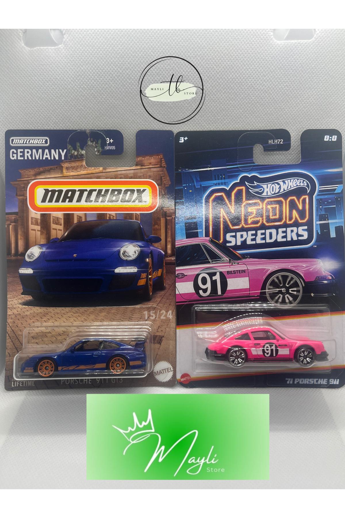 Neon Speeders 71 Porsche 911 Matchbox Porsche 911 GT3 1/64 ölçek Uzun Kart Lot Maylistore 25/6-Oyuncak Arabalar ve Kamyonlar