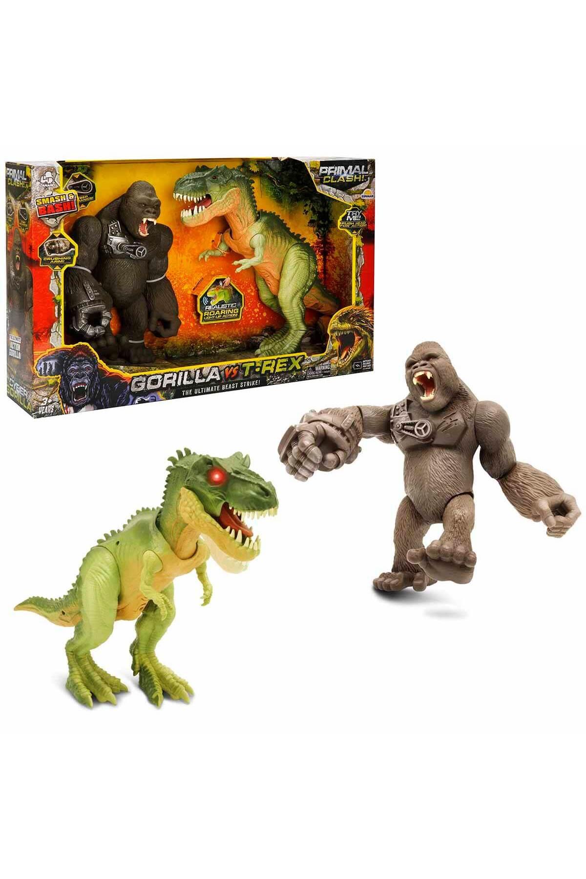 Primal Clash Goril ve T-Rex 2’li Figür Seti-Hayvan Figürleri