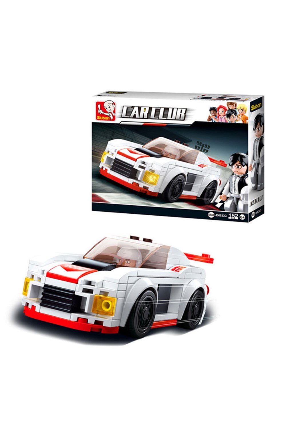 Sluban Car Club Yarış Arabası Beyaz-Yapı Oyuncakları