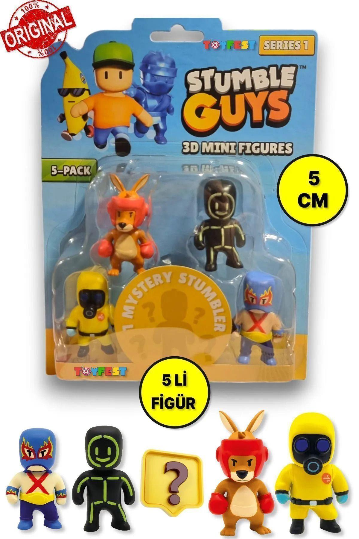 Stumble Guys Seri 1 - 3d Mini 1 I Sürpriz Olan 5 Li Figür Seti - Hazmat Luchador Boxing Roo Glowman-Karakter Figürleri