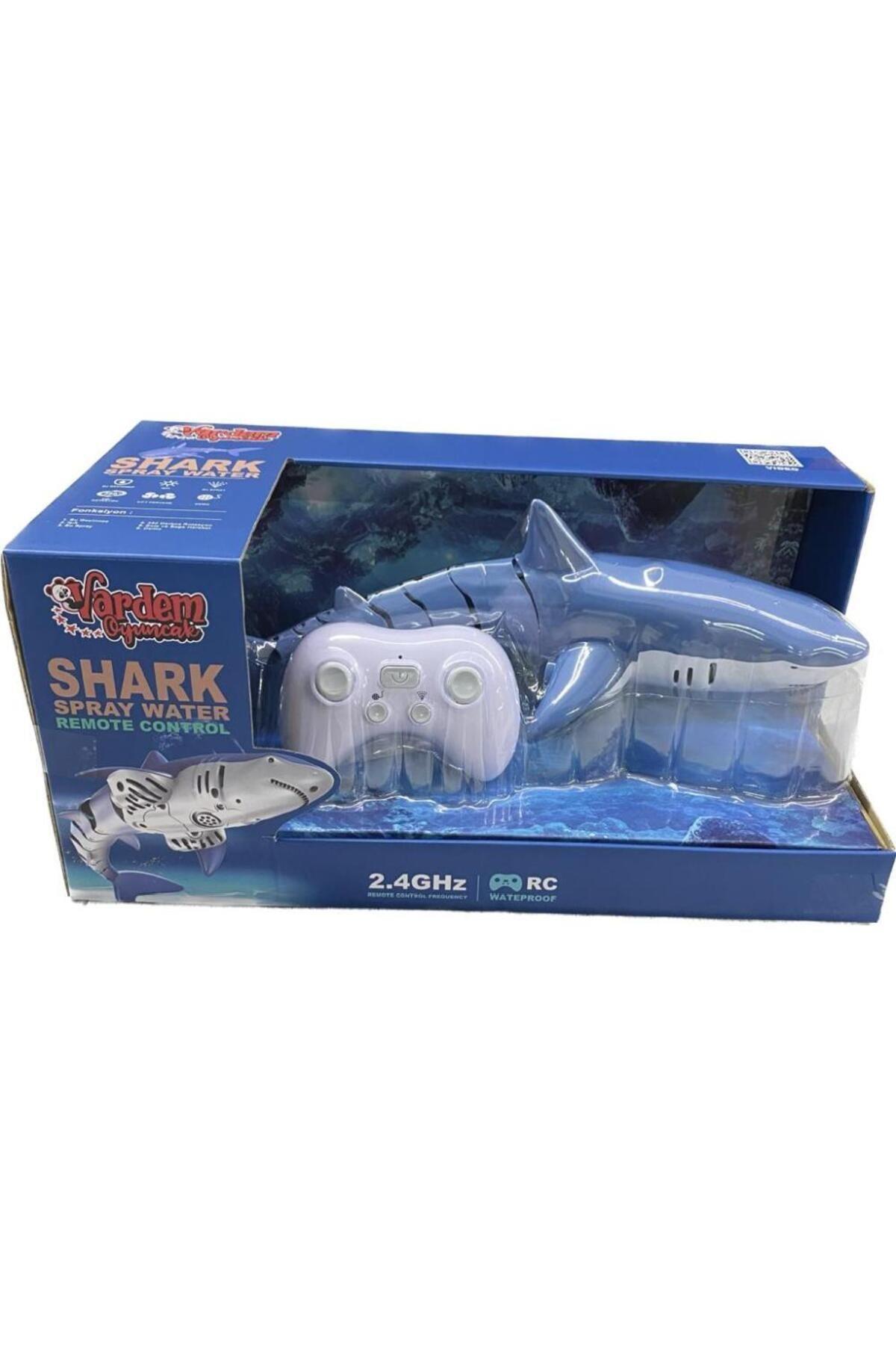 Vardem Uzaktan Kumandalı Full Fonksiyon 2.4G Şarjlı Su Püskürten Yüzen Köpek Balığı-Hayvan Figürleri