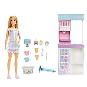 Barbie Dondurma Dükkanı Oyun Seti HCN46-Oyuncak Bebekler