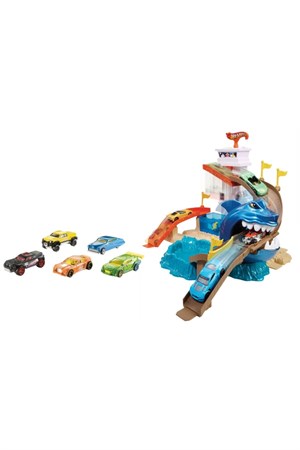 Hot Wheels Renk Değıştıren Araçlar Sharky Yarış Seti BGK04-Oyuncak Arabalar ve Kamyonlar