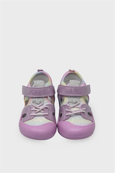 Arzen Kız Çocuk Cırtlı Kafes Sandalet Pembe Hologram ARZ2025-09