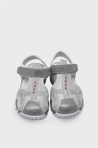 Arzen Kız Çocuk Cırtlı Sandalet Beyaz Gümüş ARZ2025-06