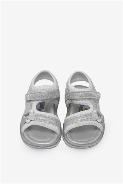 Arzen Kız Çocuk Cırtlı Sandalet Beyaz Gümüş ARZ2025-08