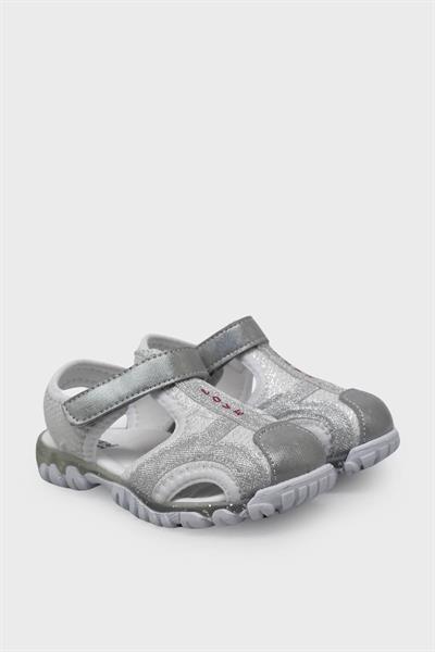 Arzen Kız Çocuk Cırtlı Sandalet Beyaz Gümüş ARZ2025-06