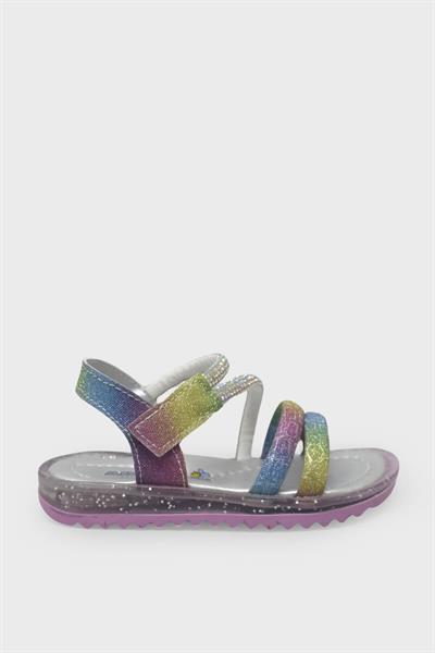 Arzen Kız Çocuk Taş Detaylı Sandalet Gökkuşağı ARZ2025-07