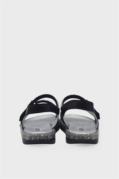 Arzen Kız Çocuk Taş Detaylı Sandalet Siyah Rugan ARZ2025-07