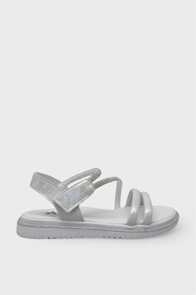 Arzen Kız Çocuk Taşlı Sandalet Beyaz ARZ2025-04