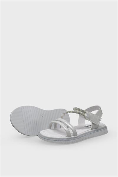 Arzen Kız Çocuk Taşlı Sandalet Beyaz ARZ2025-04