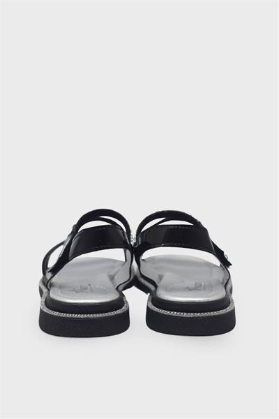 Arzen Kız Çocuk Taşlı Sandalet Siyah Rugan ARZ2025-04