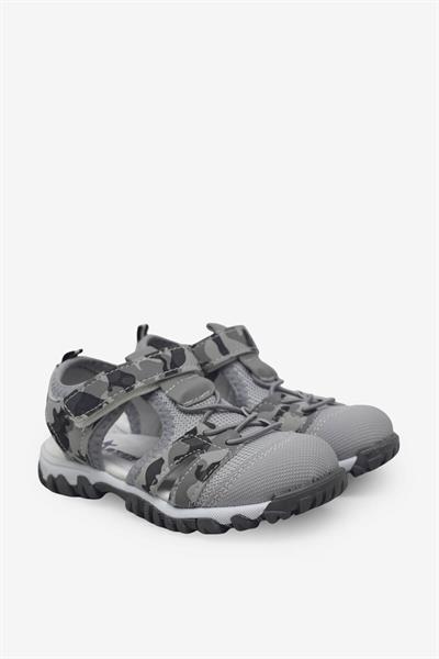 Arzen Unisex Çocuk Cırtlı Kafes Sandalet Gri Kamuflaj ARZ2025-10