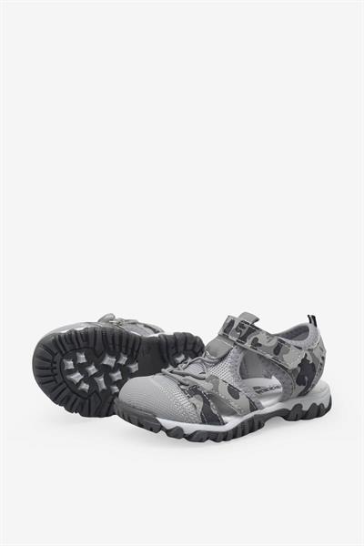 Arzen Unisex Çocuk Cırtlı Kafes Sandalet Gri Kamuflaj ARZ2025-10