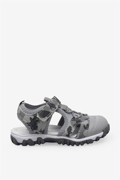 Arzen Unisex Çocuk Cırtlı Kafes Sandalet Gri Kamuflaj ARZ2025-10
