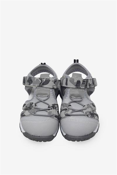 Arzen Unisex Çocuk Cırtlı Kafes Sandalet Gri Kamuflaj ARZ2025-10