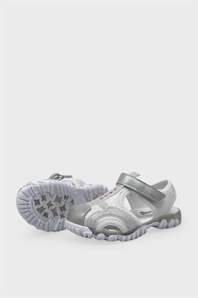 Arzen Unisex Çocuk Cırtlı Sandalet Beyaz Gümüş ARZ2025-05