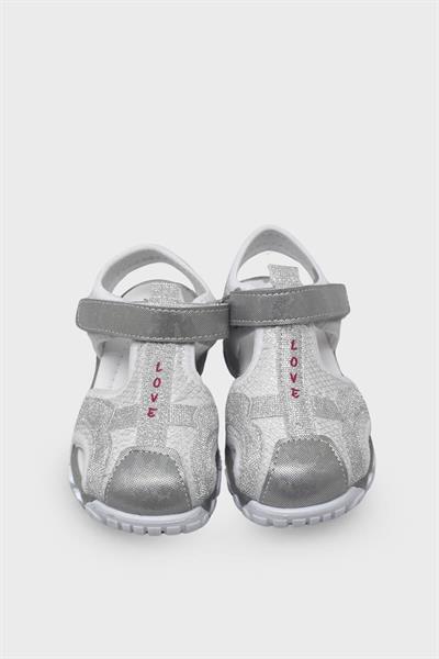 Arzen Unisex Çocuk Cırtlı Sandalet Beyaz Gümüş ARZ2025-05