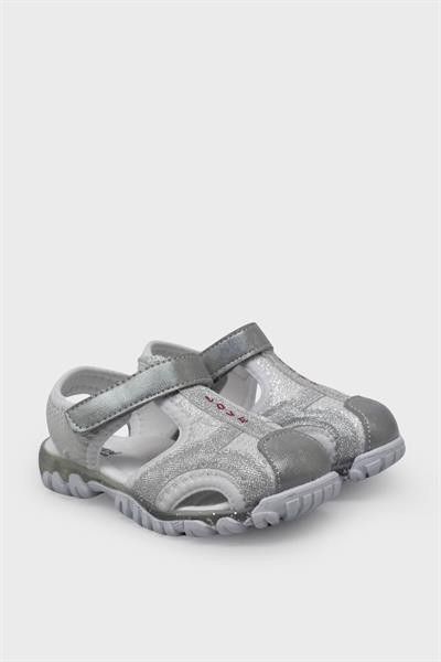 Arzen Unisex Çocuk Cırtlı Sandalet Beyaz Gümüş ARZ2025-05