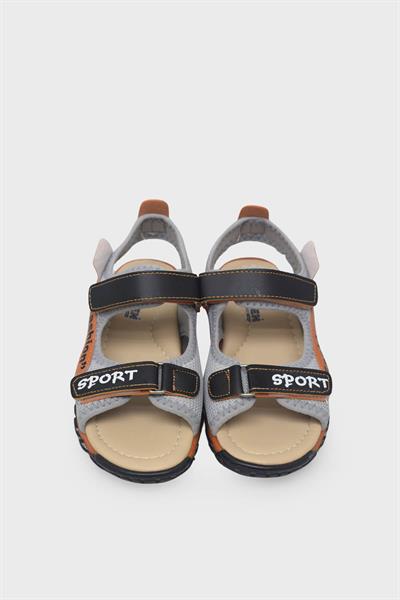 Arzen Unisex Çocuk Cırtlı Sandalet Gri Turuncu ARZ2025-01