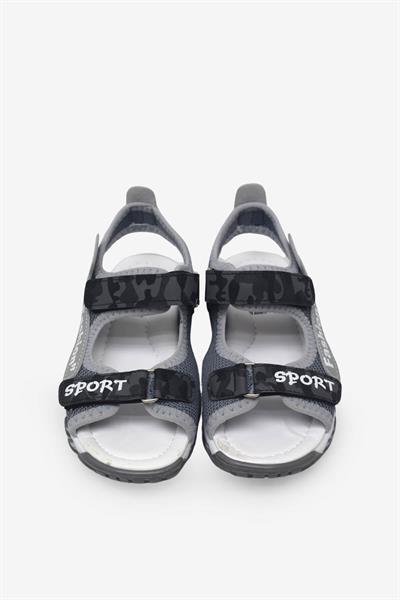 Arzen Unisex Çocuk Cırtlı Sandalet Gri Kamuflaj ARZ2025-01