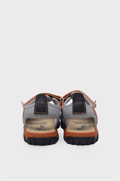 Arzen Unisex Çocuk Cırtlı Sandalet Gri Turuncu ARZ2025-01
