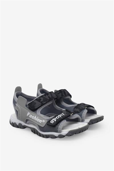 Arzen Unisex Çocuk Cırtlı Sandalet Gri Kamuflaj ARZ2025-01