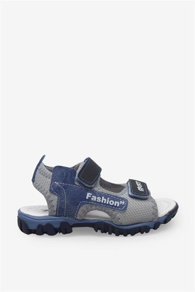 Arzen Unisex Çocuk Cırtlı Sandalet Gri Lacivert ARZ2025-01