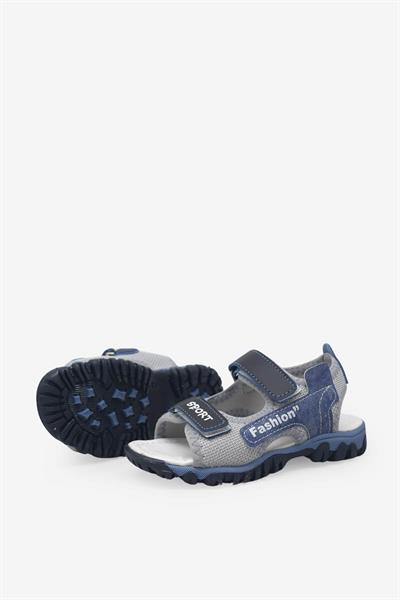 Arzen Unisex Çocuk Cırtlı Sandalet Gri Lacivert ARZ2025-01
