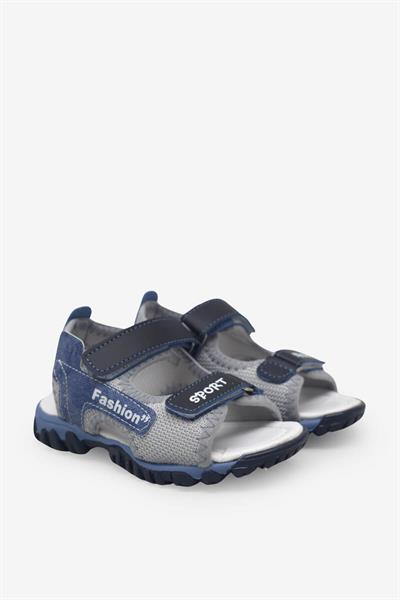 Arzen Unisex Çocuk Cırtlı Sandalet Gri Lacivert ARZ2025-01