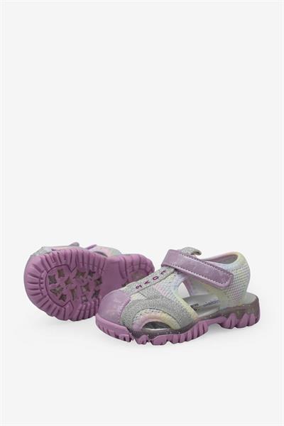 Arzen Unisex Çocuk Cırtlı Sandalet Pembe Beyaz ARZ2025-05