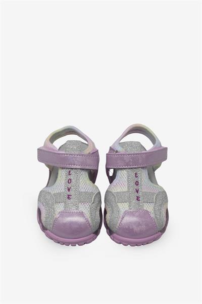 Arzen Unisex Çocuk Cırtlı Sandalet Pembe Beyaz ARZ2025-05