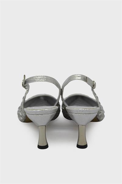 Beety Kadın Arkası Açık Taşlı Abiye Ayakkabı Gümüş AKYN223.430