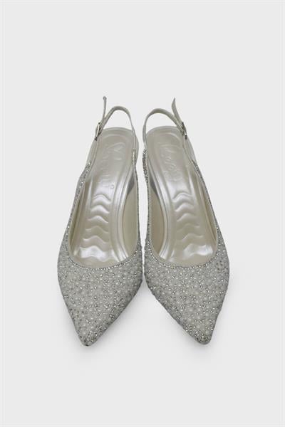 Beety Kadın Arkası Açık Taşlı Abiye Ayakkabı Sedef AKYN223.1277