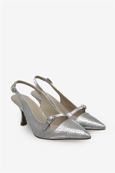 Beety Kadın Arkası Açık Topuklu Abiye Ayakkabı Gümüş AKYN151.447