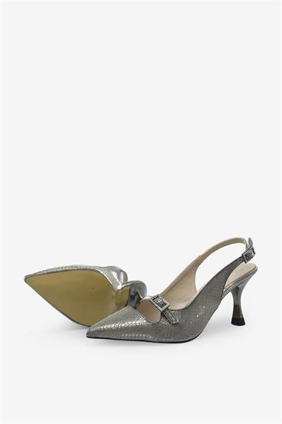 Beety Kadın Arkası Açık Topuklu Abiye Ayakkabı Platin AKYN151.447