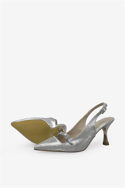 Beety Kadın Arkası Açık Topuklu Abiye Ayakkabı Gümüş AKYN151.447