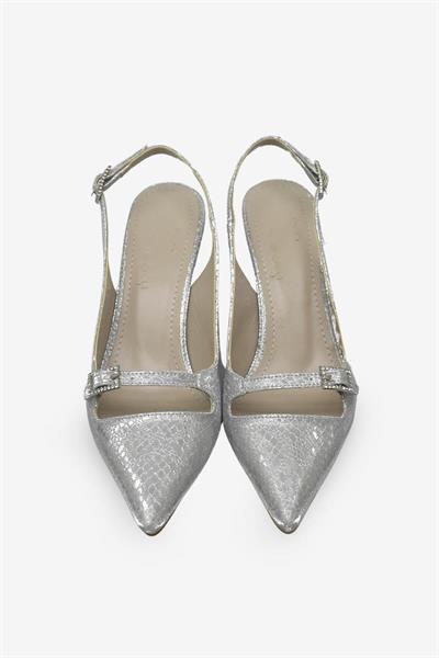Beety Kadın Arkası Açık Topuklu Abiye Ayakkabı Gümüş AKYN151.447