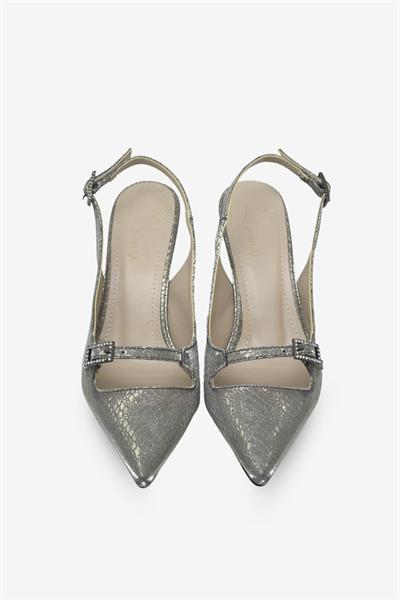 Beety Kadın Arkası Açık Topuklu Abiye Ayakkabı Platin AKYN151.447