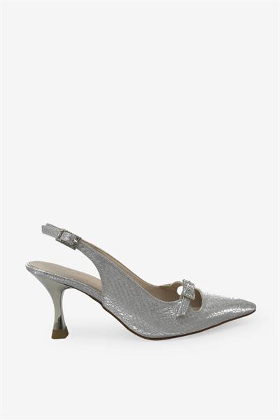 Beety Kadın Arkası Açık Topuklu Abiye Ayakkabı Gümüş AKYN151.447