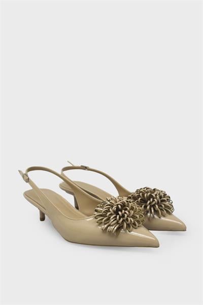 Beety Kadın Broş Detaylı Kısa Topuklu Abiye Ayakkabı Bej AKYN60.5320