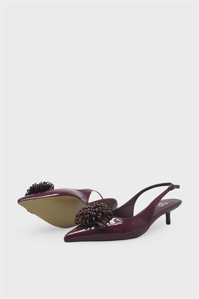 Beety Kadın Broş Detaylı Kısa Topuklu Abiye Ayakkabı Bordo AKYN60.5320