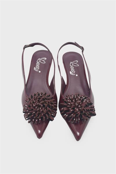 Beety Kadın Broş Detaylı Kısa Topuklu Abiye Ayakkabı Bordo AKYN60.5320