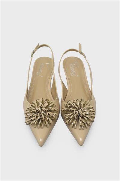 Beety Kadın Broş Detaylı Kısa Topuklu Abiye Ayakkabı Bej AKYN60.5320
