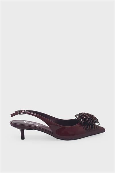 Beety Kadın Broş Detaylı Kısa Topuklu Abiye Ayakkabı Bordo AKYN60.5320