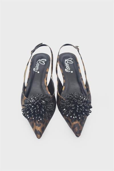 Beety Kadın Broş Detaylı Kısa Topuklu Abiye Ayakkabı Leopar AKYN60.5320