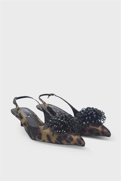 Beety Kadın Broş Detaylı Kısa Topuklu Abiye Ayakkabı Leopar AKYN60.5320