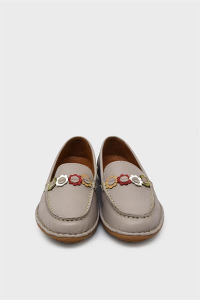 Beety Kadın Çiçek Desenli Casual Deri Ayakkabı Taş AKYN142.E-223