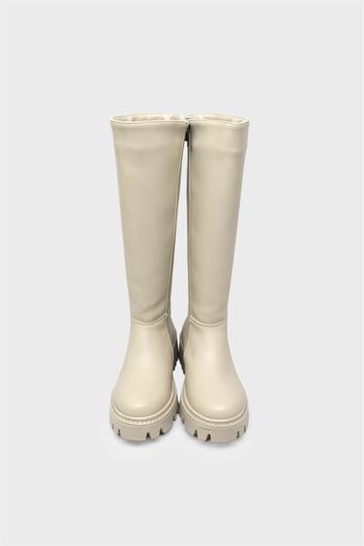 Beety Kadın Günlük Deri Çizme Bej AKYN120.1417