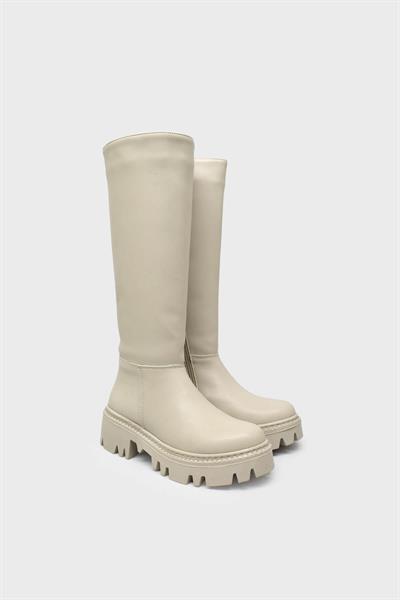 Beety Kadın Günlük Deri Çizme Bej AKYN120.1417